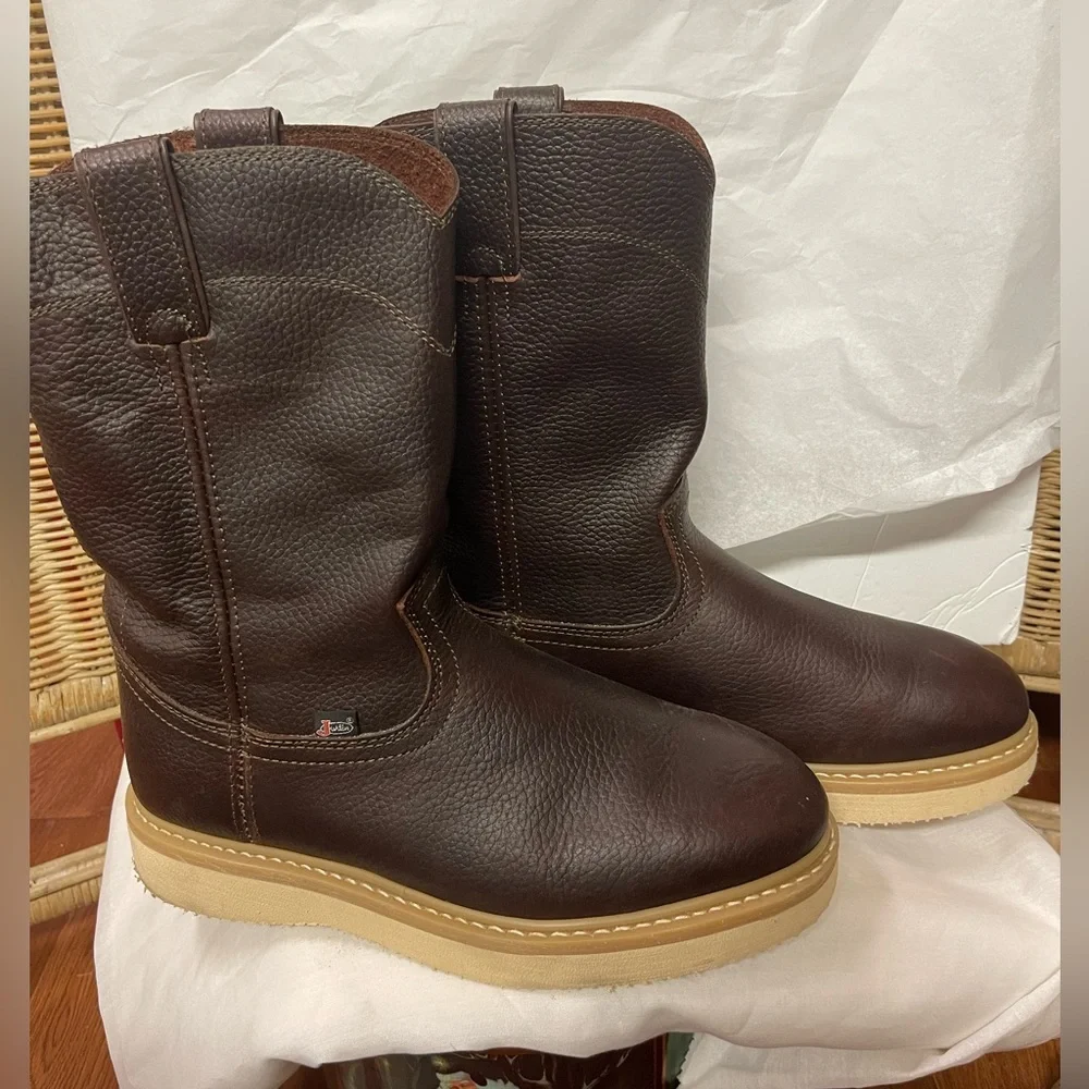 Justin Boots Original Dark Brown Leather Men's Boots Soft Toe Size 11 M NWT